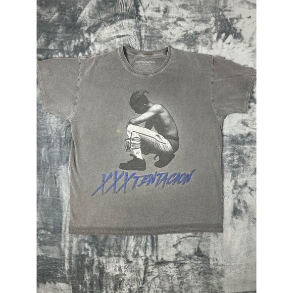 XXXTentacion Bad‎ Vibes T-Shirt Men's Large Gray Rap Graphic Tee Grunge Merch - Picture 1 of 11